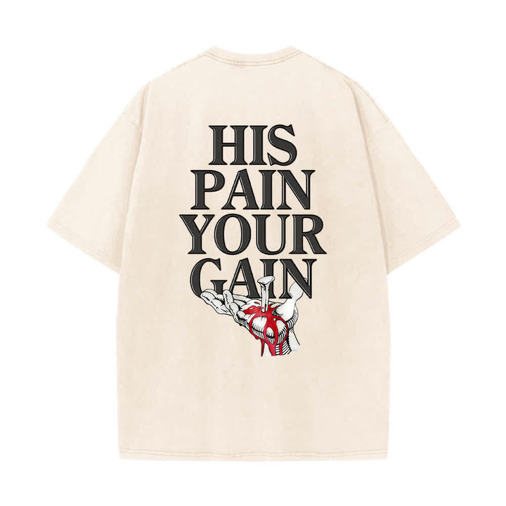 Christianartworkshop Lord's Gym T-Shirt mit doppelseitigem, grafischem Buchstabenprint „His Pain Your Gain“ – gewaschen - image 14