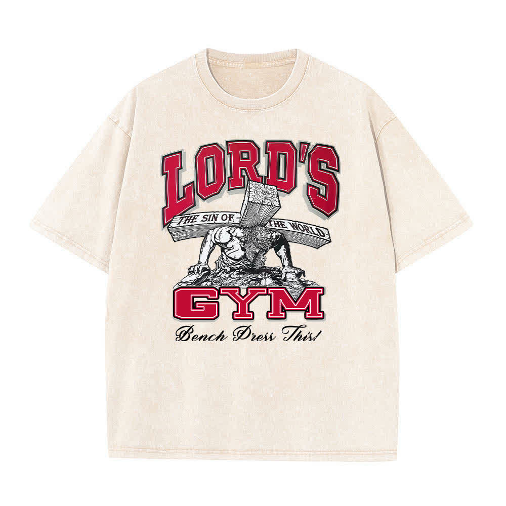 Christianartworkshop Lord's Gym T-Shirt mit doppelseitigem, grafischem Buchstabenprint „His Pain Your Gain“ – gewaschen - image 13