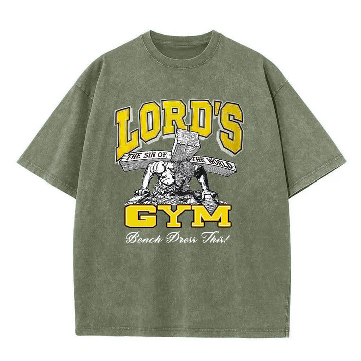 Christianartworkshop Lord's Gym T-Shirt mit doppelseitigem, grafischem Buchstabenprint „His Pain Your Gain“ – gewaschen - image 22