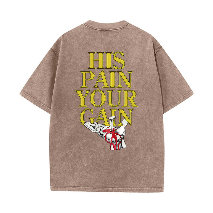 Christianartworkshop Lord's Gym T-Shirt mit doppelseitigem, grafischem Buchstabenprint „His Pain Your Gain“ – gewaschen - image 2
