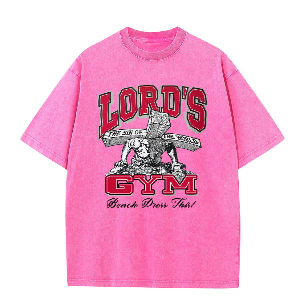 Christianartworkshop Lord's Gym T-Shirt mit doppelseitigem, grafischem Buchstabenprint „His Pain Your Gain“ – gewaschen - image 19
