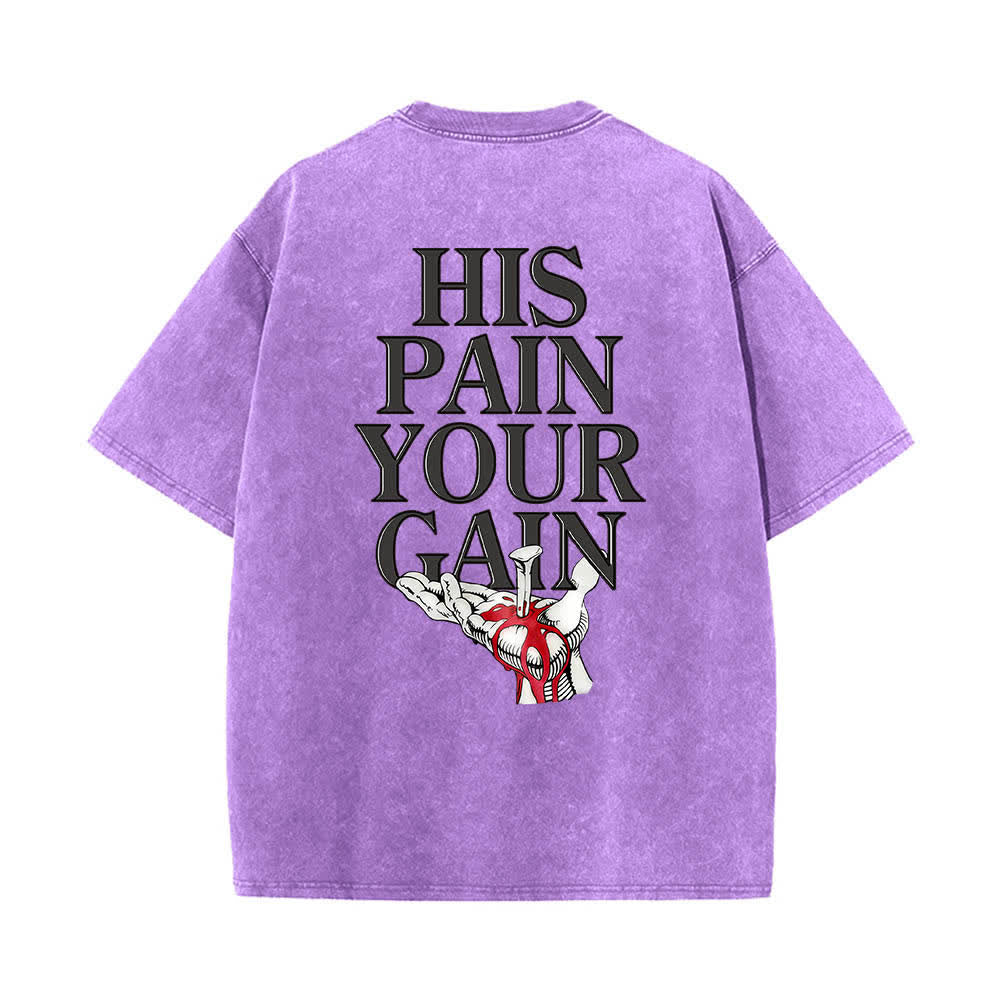 Christianartworkshop Lord's Gym T-Shirt mit doppelseitigem, grafischem Buchstabenprint „His Pain Your Gain“ – gewaschen - image 17