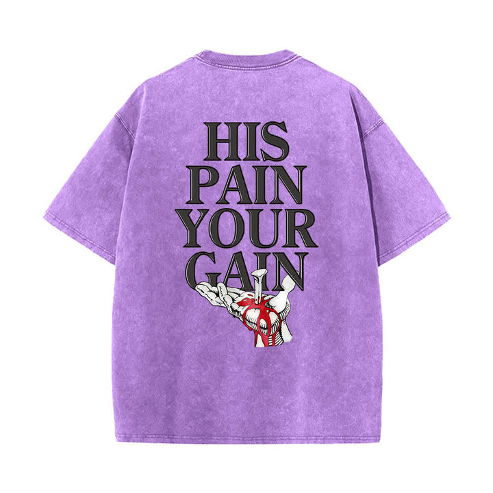 Christianartworkshop Lord's Gym T-Shirt mit doppelseitigem, grafischem Buchstabenprint „His Pain Your Gain“ – gewaschen - image 17