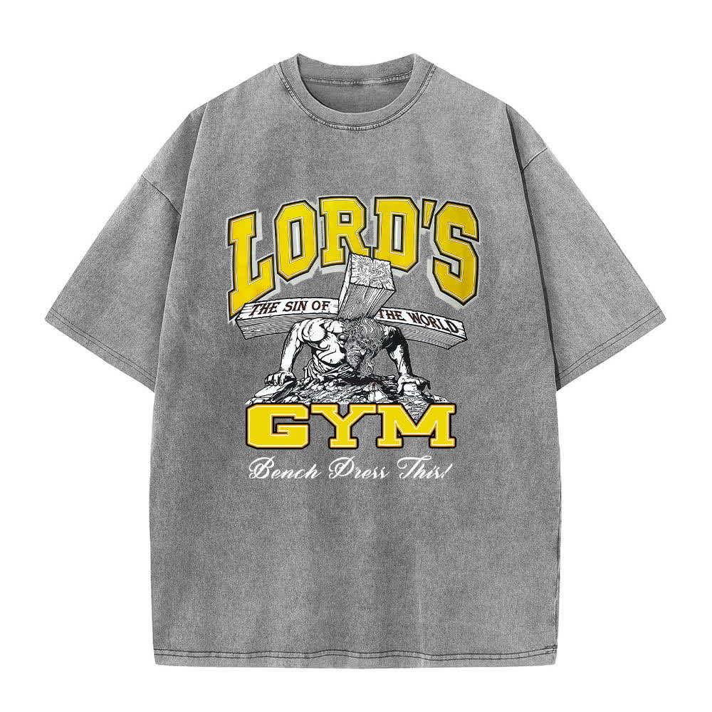 Christianartworkshop Lord's Gym T-Shirt mit doppelseitigem, grafischem Buchstabenprint „His Pain Your Gain“ – gewaschen - image 4