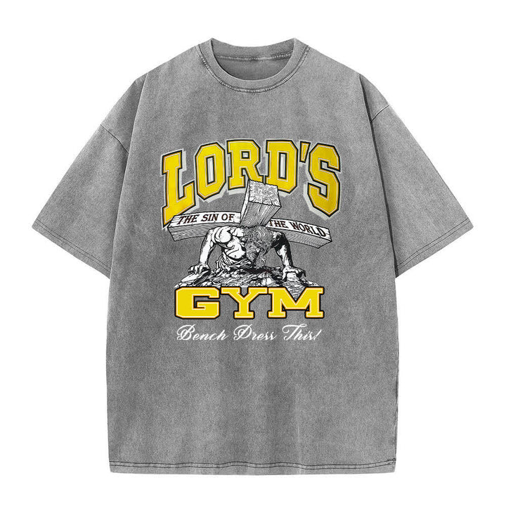 Christianartworkshop Lord's Gym T-Shirt mit doppelseitigem, grafischem Buchstabenprint „His Pain Your Gain“ – gewaschen - image 4