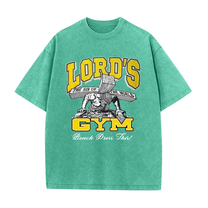 Christianartworkshop Lord's Gym T-Shirt mit doppelseitigem, grafischem Buchstabenprint „His Pain Your Gain“ – gewaschen - image 7