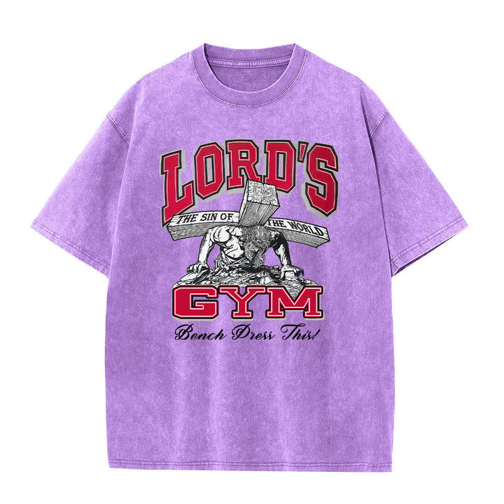 Christianartworkshop Lord's Gym T-Shirt mit doppelseitigem, grafischem Buchstabenprint „His Pain Your Gain“ – gewaschen - image 16