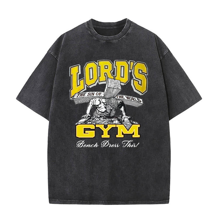 Christianartworkshop Lord's Gym T-Shirt mit doppelseitigem, grafischem Buchstabenprint „His Pain Your Gain“ – gewaschen - image 10