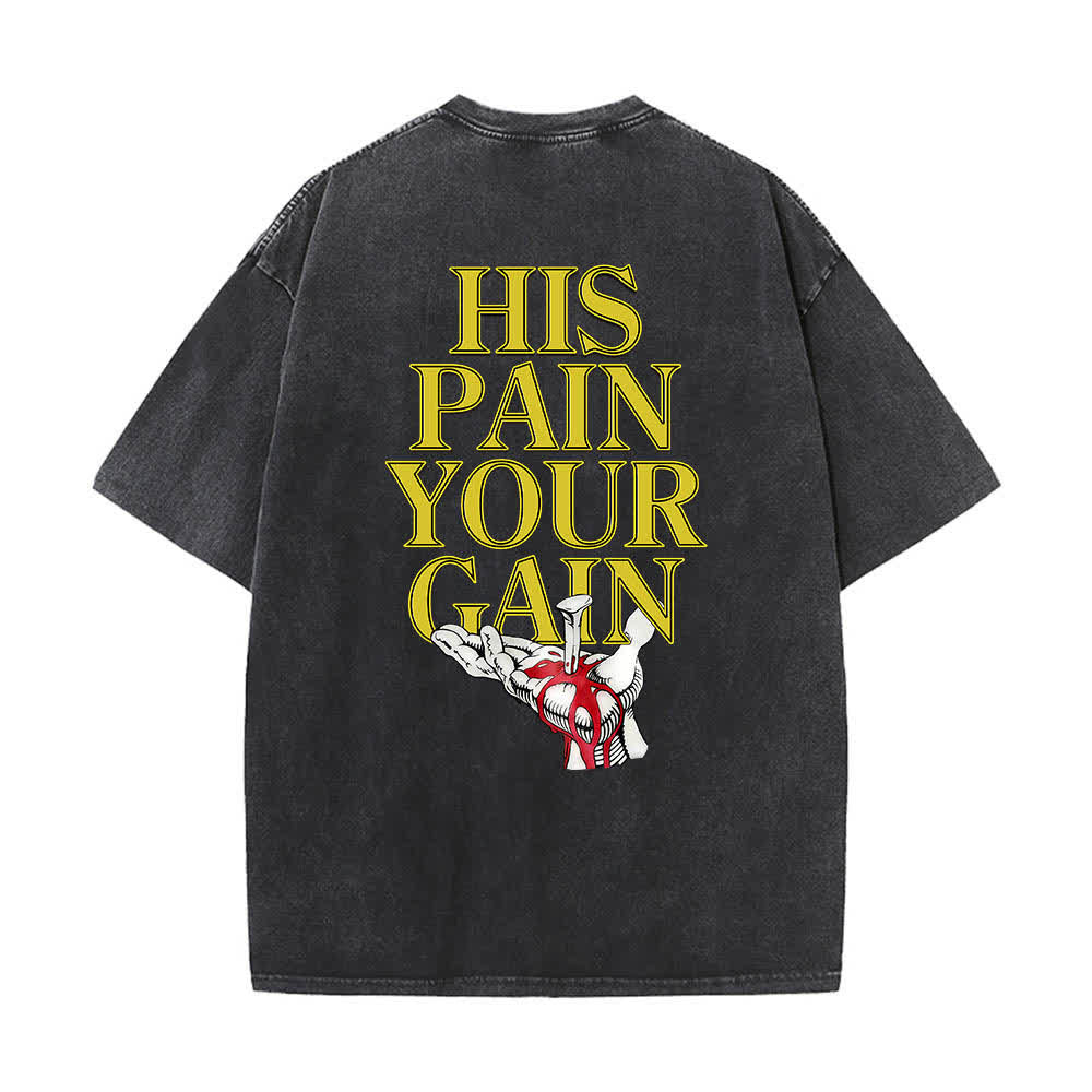 Christianartworkshop Lord's Gym T-Shirt mit doppelseitigem, grafischem Buchstabenprint „His Pain Your Gain“ – gewaschen - image 11