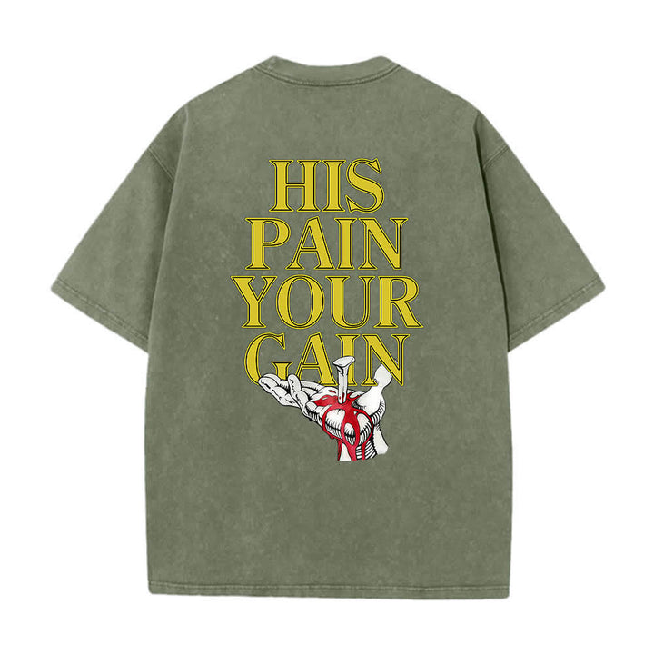 Christianartworkshop Lord's Gym T-Shirt mit doppelseitigem, grafischem Buchstabenprint „His Pain Your Gain“ – gewaschen - image 23