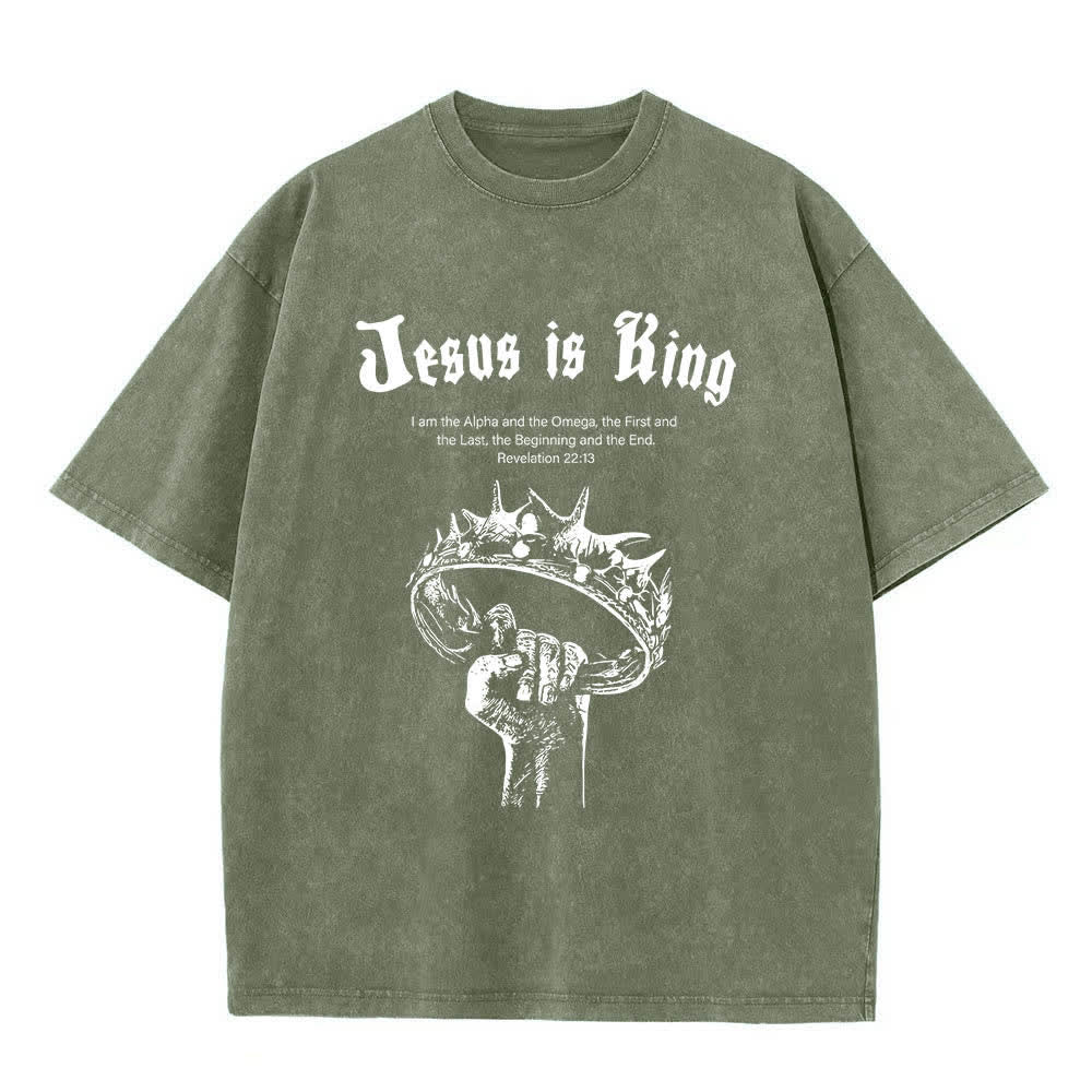 Christianartworkshop Doppelseitig bedrucktes T-Shirt mit dem Schriftzug „Jesus ist König – Dornenkrone“ - image 25