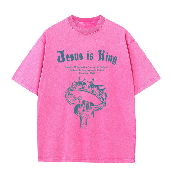 Christianartworkshop Doppelseitig bedrucktes T-Shirt mit dem Schriftzug „Jesus ist König – Dornenkrone“ - image 22