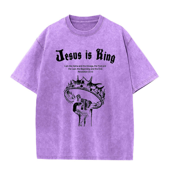 Christianartworkshop Doppelseitig bedrucktes T-Shirt mit dem Schriftzug „Jesus ist König – Dornenkrone“ - image 19