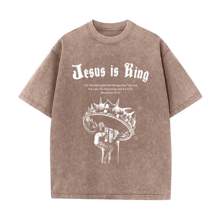 Christianartworkshop Doppelseitig bedrucktes T-Shirt mit dem Schriftzug „Jesus ist König – Dornenkrone“ - image 4