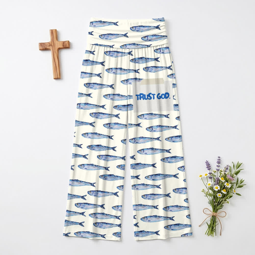 Christianartworkshop Aquarell-Fisch-Trust-God-Buchstabenkunst-Freizeit-Glaubens-Damen-Weitbeinhose - US22, UK/AU26, EU54 (6XL) - image 0