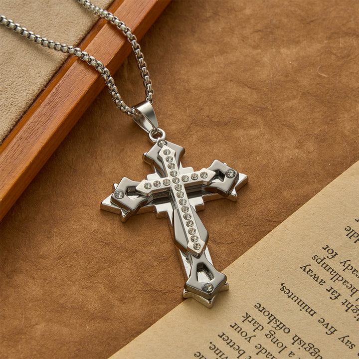 Christianartworkshop Halskette mit mehrfarbigem Strasskreuz-Anhänger - Schwarz - image 3