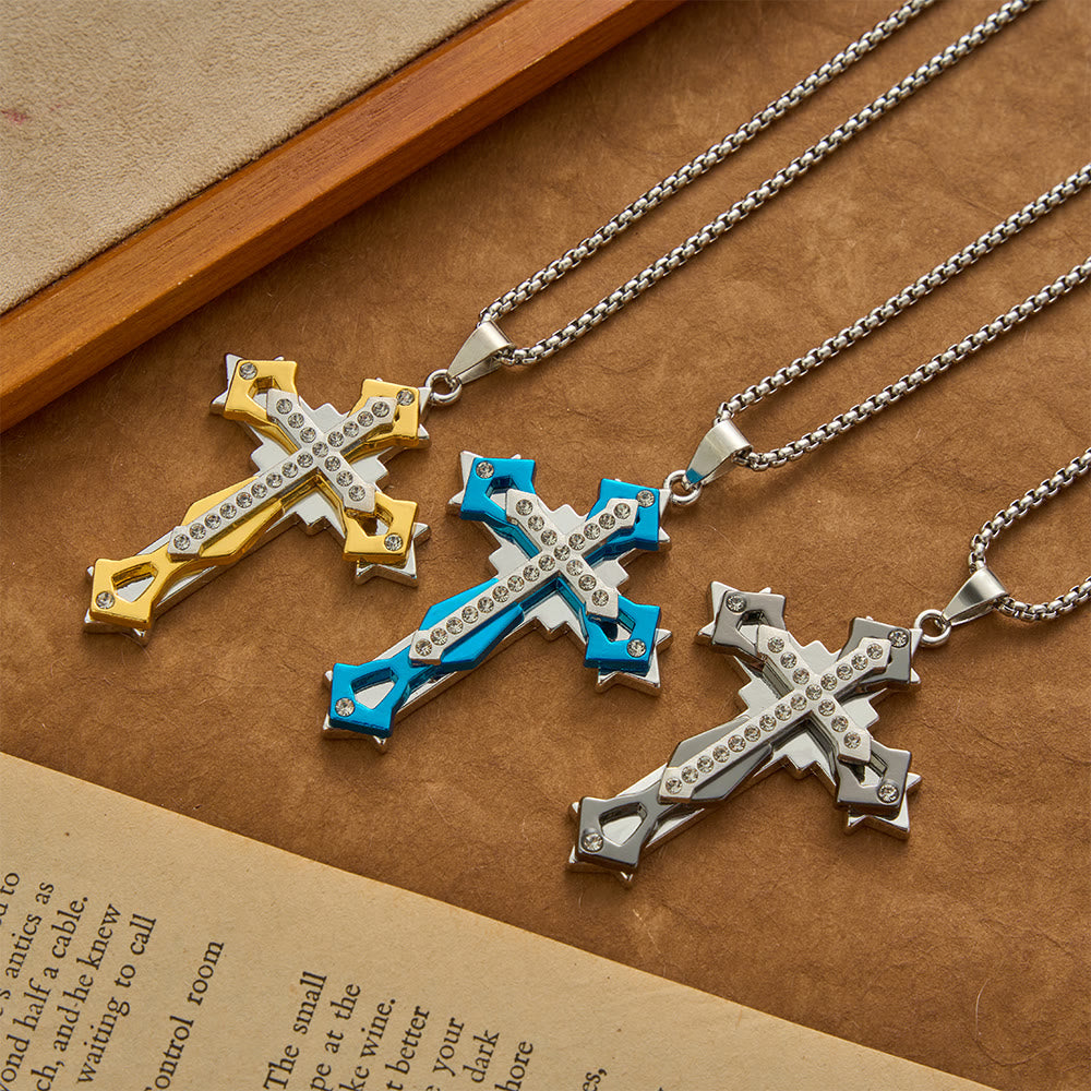 Christianartworkshop Halskette mit mehrfarbigem Strasskreuz-Anhänger - image 1