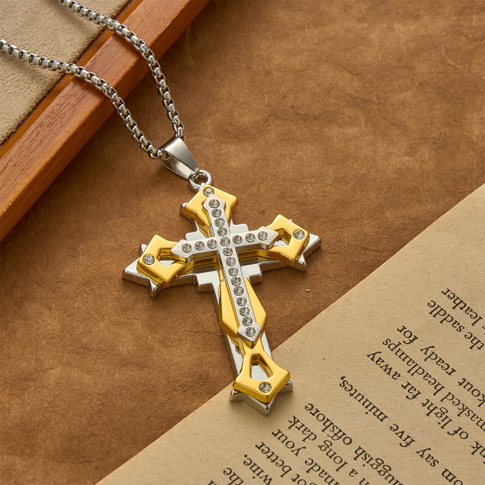 Christianartworkshop Halskette mit mehrfarbigem Strasskreuz-Anhänger - Golden - image 2