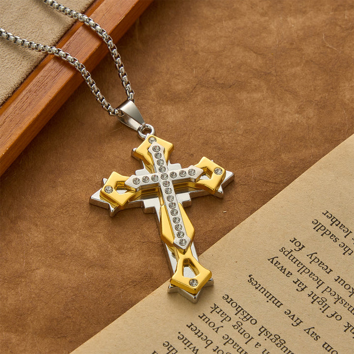 Christianartworkshop Halskette mit mehrfarbigem Strasskreuz-Anhänger - Golden - image 2