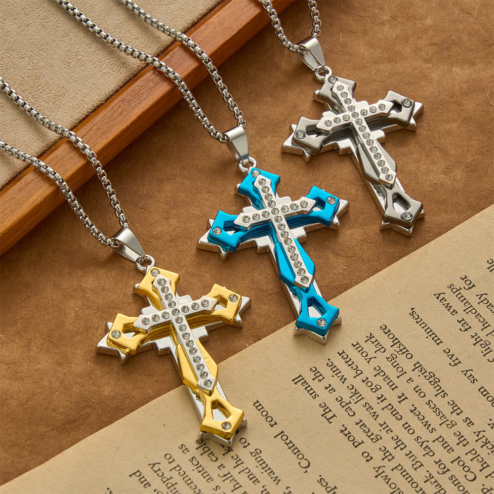 Christianartworkshop Halskette mit mehrfarbigem Strasskreuz-Anhänger - image 0