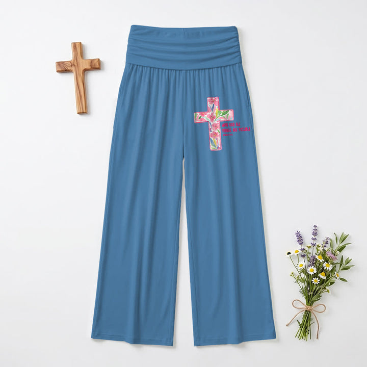 Christianartworkshop Aquarell-Blumenkreuz-Bibeltext-Freizeithose für Damen mit weitem Bein - Blau - US22, UK/AU26, EU54 (6XL) - image 9