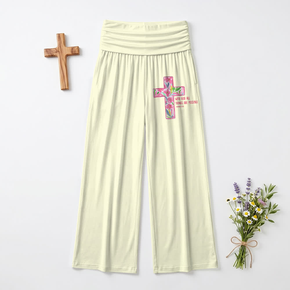 Christianartworkshop Aquarell-Blumenkreuz-Bibeltext-Freizeithose für Damen mit weitem Bein - Gelb - US22, UK/AU26, EU54 (6XL) - image 12