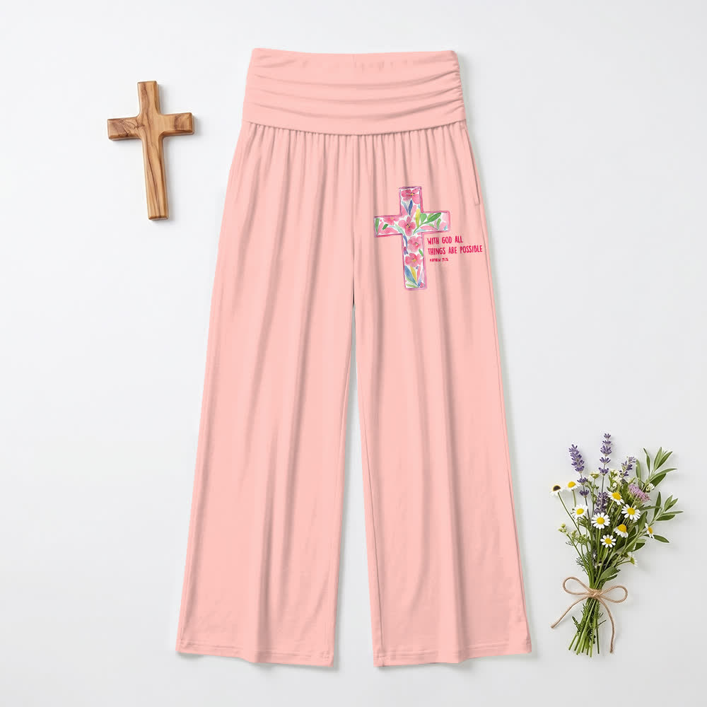 Christianartworkshop Aquarell-Blumenkreuz-Bibeltext-Freizeithose für Damen mit weitem Bein - Rosa - US22, UK/AU26, EU54 (6XL) - image 6