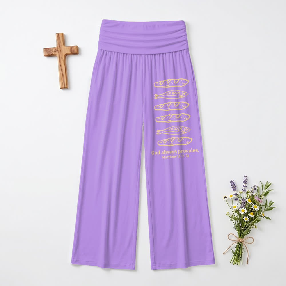 Christianartworkshop Brot und Fisch – Gott sorgt immer für uns. Bibelkunst, lässiger Glaube, Damen-Weitbeinhose. - Lila - US22, UK/AU26, EU54 (6XL) - image 12