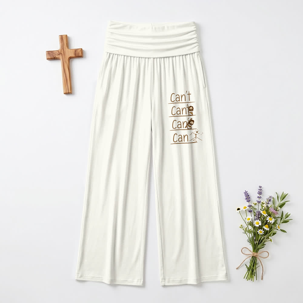 Christianartworkshop „Ich kann nicht und ich kann“ – Cartoon-Buchstabenkunst, lässige weite Hose für Damen - Weiß - US22, UK/AU26, EU54 (6XL) - image 0