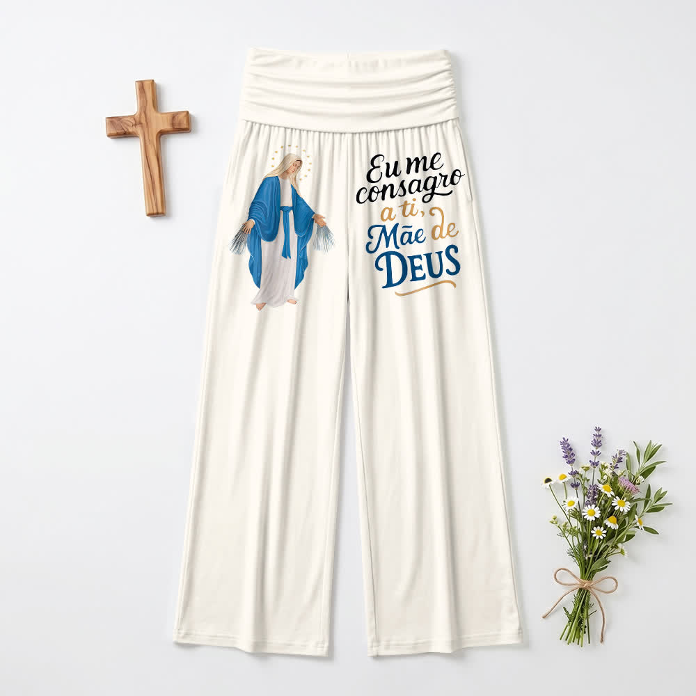 Christianartworkshop Wunderbare Jungfrau Maria – Portugiesische Schriftzeichen-Kunst – Lässige Damen-Weitbeinhose - Weiß - US22, UK/AU26, EU54 (6XL) - image 3