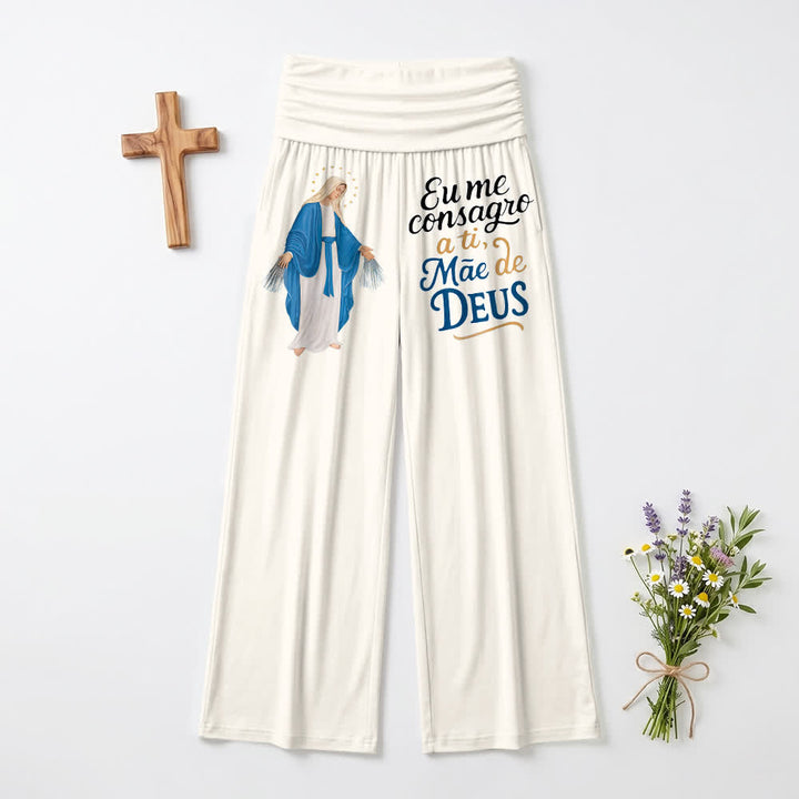 Christianartworkshop Wunderbare Jungfrau Maria – Portugiesische Schriftzeichen-Kunst – Lässige Damen-Weitbeinhose - Weiß - US22, UK/AU26, EU54 (6XL) - image 3