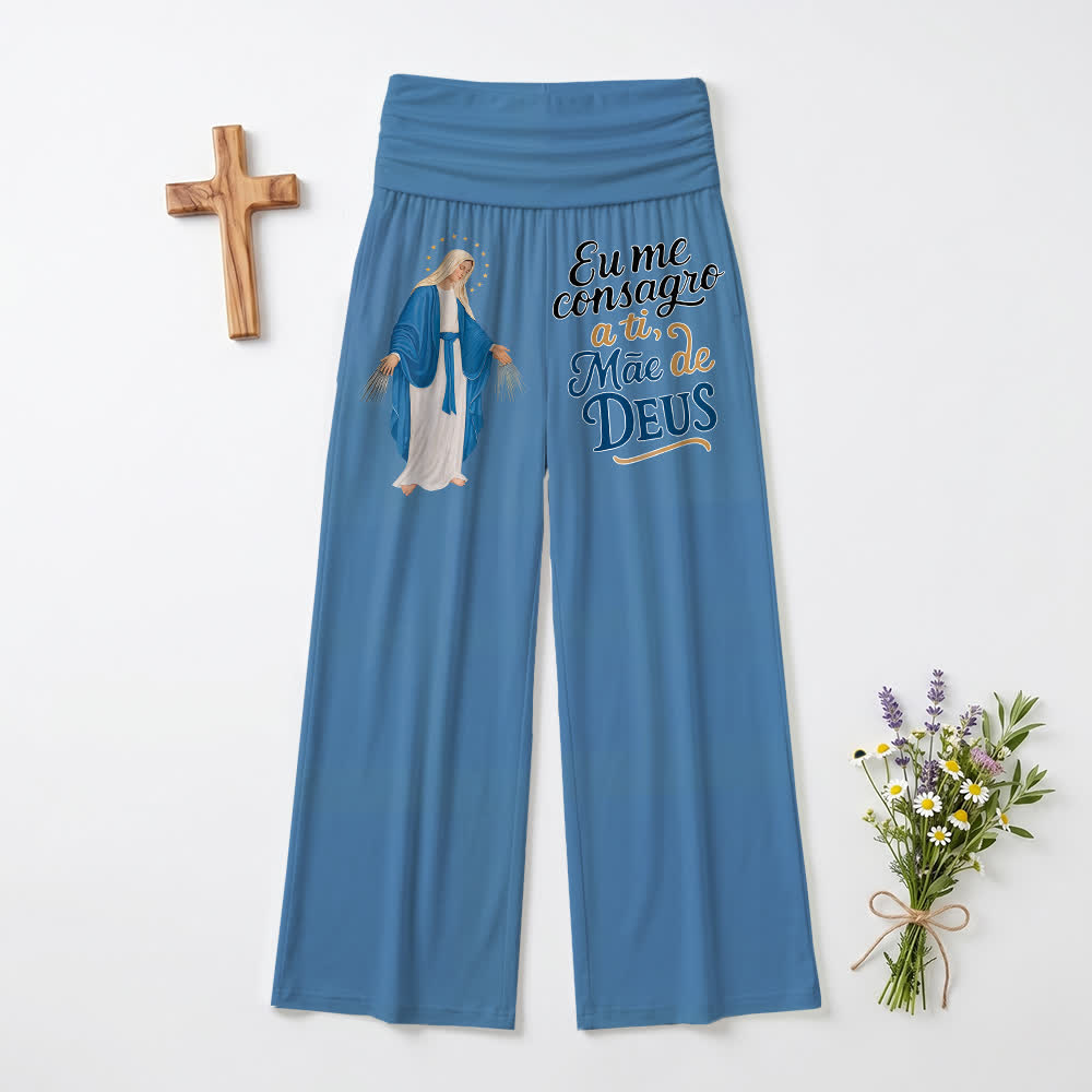 Christianartworkshop Wunderbare Jungfrau Maria – Portugiesische Schriftzeichen-Kunst – Lässige Damen-Weitbeinhose - Blau - US22, UK/AU26, EU54 (6XL) - image 9