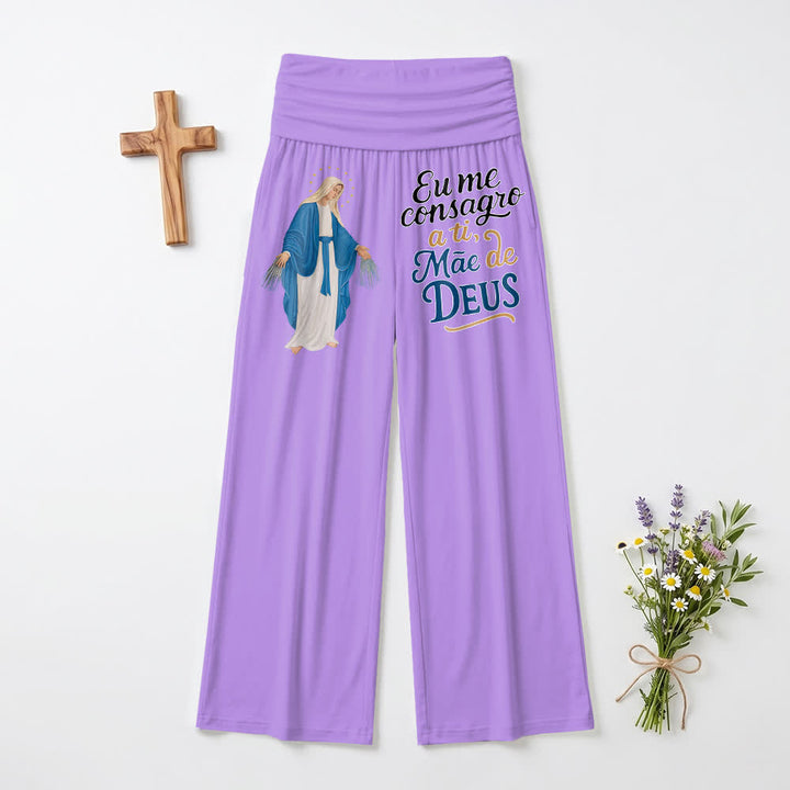 Christianartworkshop Wunderbare Jungfrau Maria – Portugiesische Schriftzeichen-Kunst – Lässige Damen-Weitbeinhose - Lila - US22, UK/AU26, EU54 (6XL) - image 6