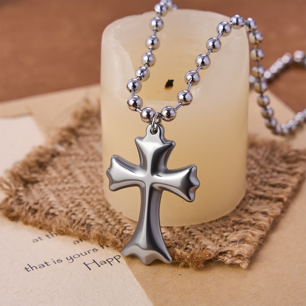 Christianartworkshop Halskette mit ausgestelltem Kreuzanhänger und Kugelkette - Silber - image 0