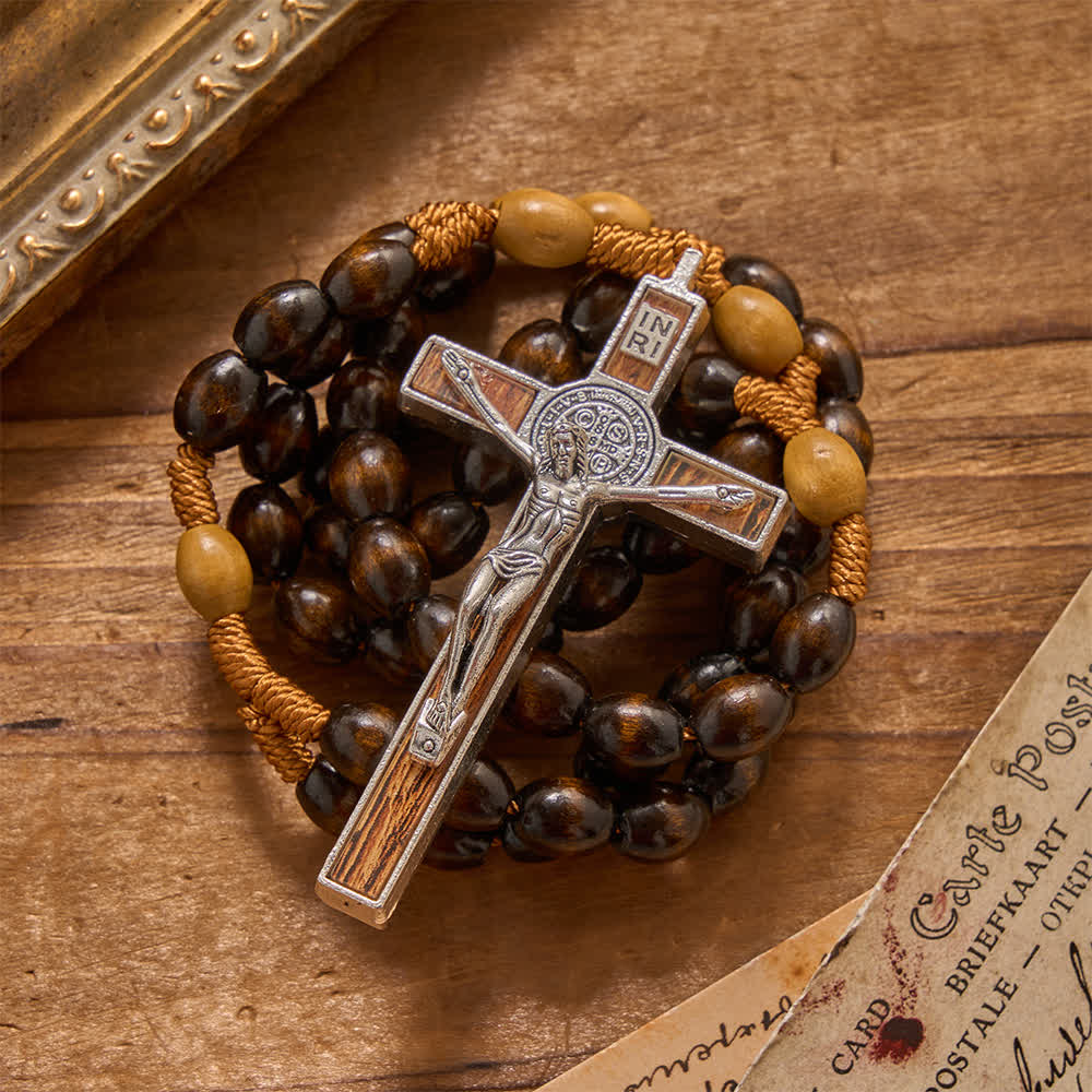 Christianartworkshop Rosenkranz aus naturbelassenem Holz mit erdiger Textur und Knoten: Für die stille Meditation - image 1