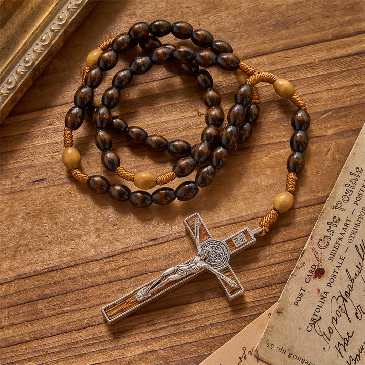 Christianartworkshop Rosenkranz aus naturbelassenem Holz mit erdiger Textur und Knoten: Für die stille Meditation - image 2