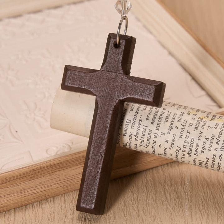 Christianartworkshop Cowboyhut-Anhänger mit Engelsflügeln und Holzkreuz: Zeitloses Zeichen des treuen himmlischen Schutzes - image 5