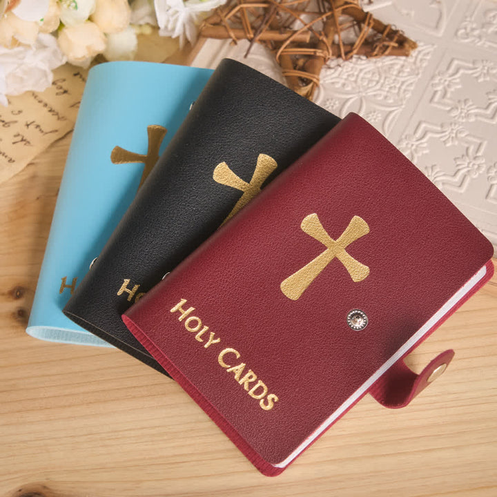 Christianartworkshop Mehrfarbiges Heiligenbildalbum aus Leder mit Kreuzmotiv und 54 Heiligenporträtkarten - image 3