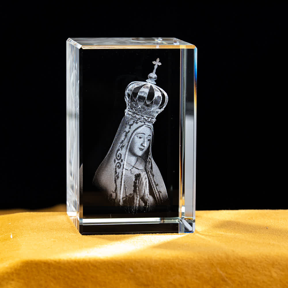 Christianartworkshop Mehrfarbig gravierte heilige Kristallfigur für Schreibtischdekoration und Andachtsdekoration - Büste Unserer Lieben Frau von Fatima - 5x5x8cm - image 5
