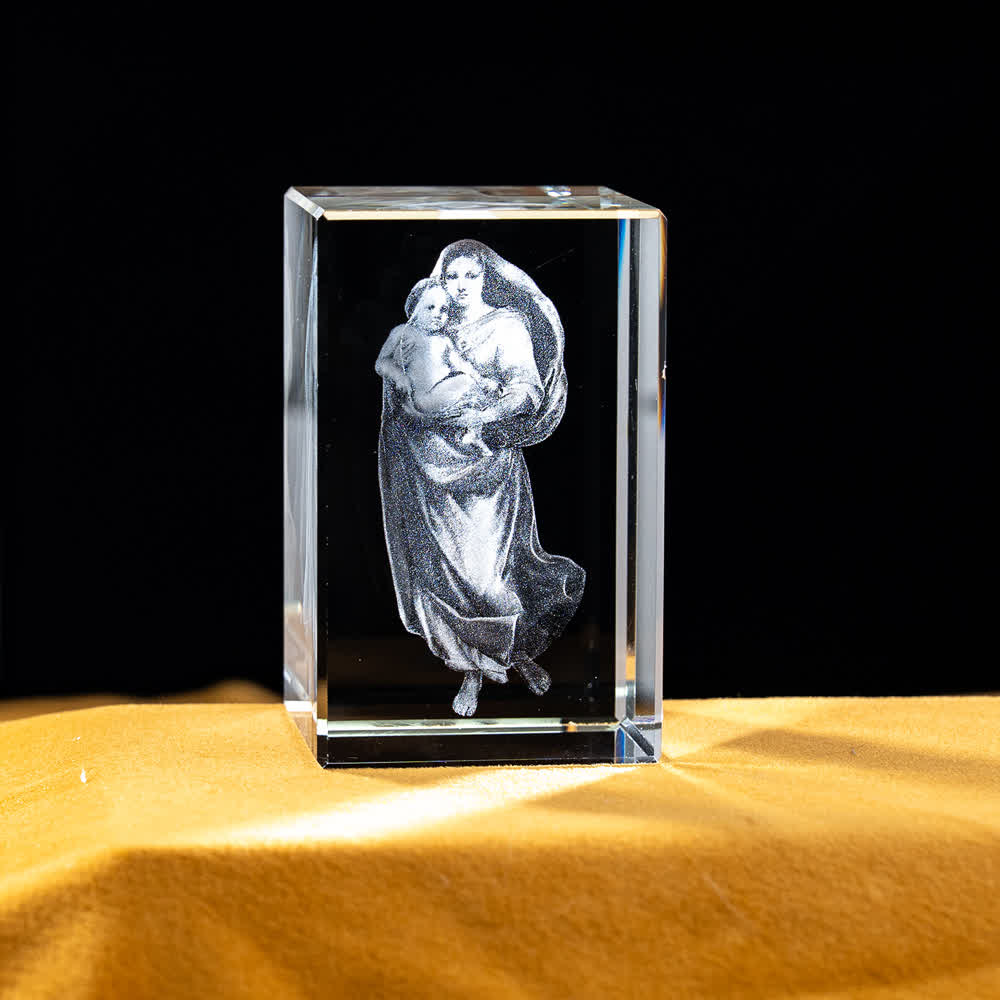 Christianartworkshop Mehrfarbig gravierte heilige Kristallfigur für Schreibtischdekoration und Andachtsdekoration - Madonna mit Kind - 5x5x8cm - image 12