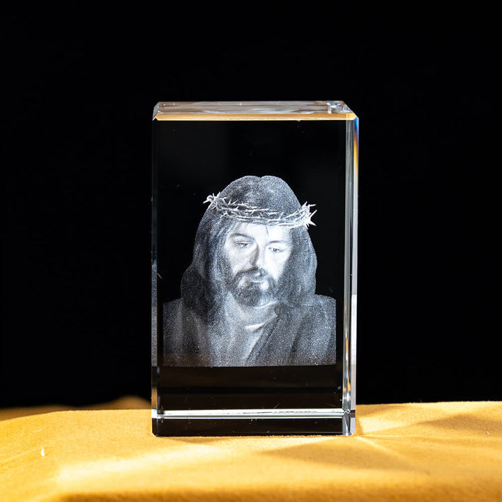 Christianartworkshop Mehrfarbig gravierte heilige Kristallfigur für Schreibtischdekoration und Andachtsdekoration - Jesus mit der Dornenkrone - 5x5x8cm - image 9