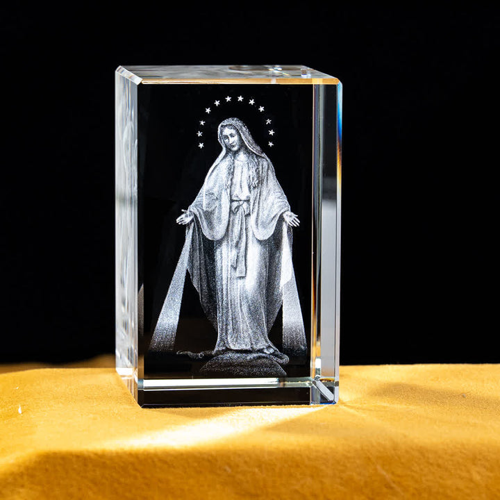 Christianartworkshop Mehrfarbig gravierte heilige Kristallfigur für Schreibtischdekoration und Andachtsdekoration - Wunderbare Jungfrau Maria - 5x5x8cm - image 13