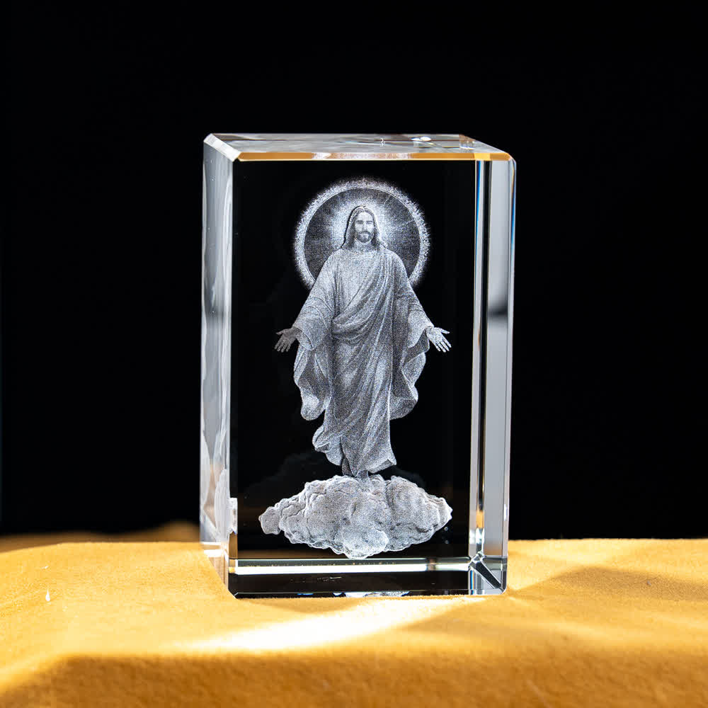 Christianartworkshop Mehrfarbig gravierte heilige Kristallfigur für Schreibtischdekoration und Andachtsdekoration - Der aufsteigende Jesus - 5x5x8cm - image 20