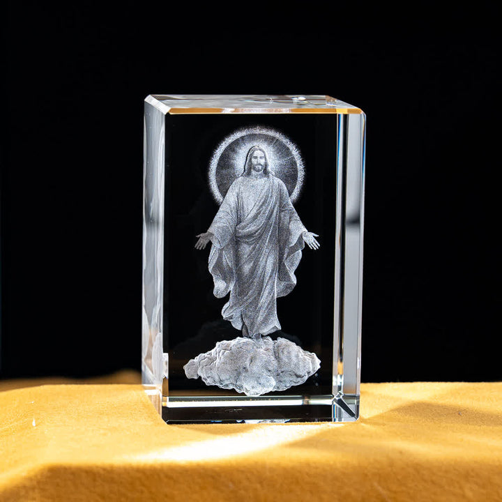 Christianartworkshop Mehrfarbig gravierte heilige Kristallfigur für Schreibtischdekoration und Andachtsdekoration - Der aufsteigende Jesus - 5x5x8cm - image 20