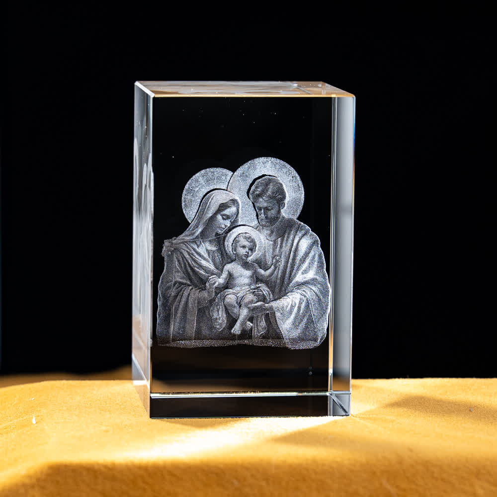 Christianartworkshop Mehrfarbig gravierte heilige Kristallfigur für Schreibtischdekoration und Andachtsdekoration - Traditionelle Heilige Familie - 5x5x8cm - image 16