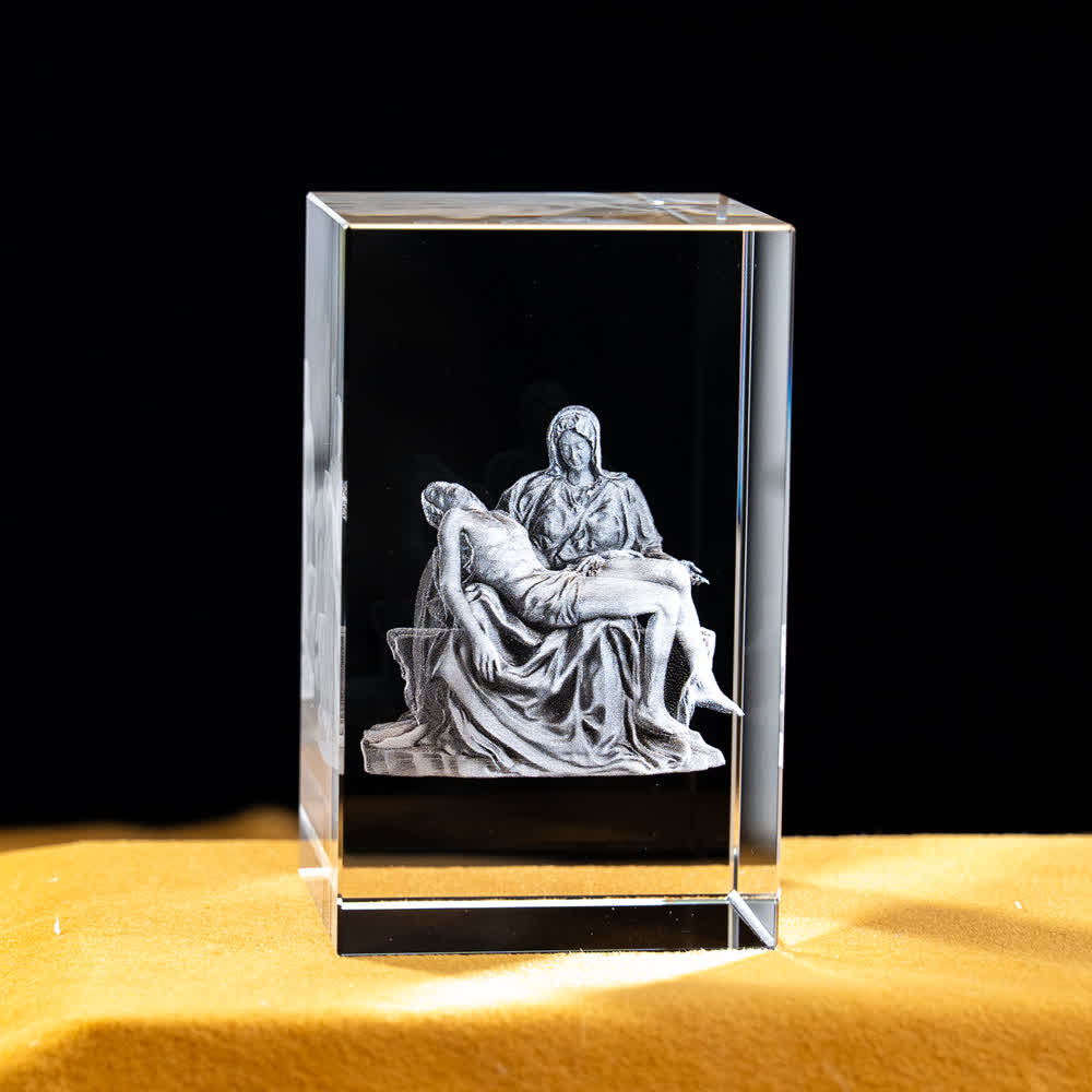 Christianartworkshop Mehrfarbig gravierte heilige Kristallfigur für Schreibtischdekoration und Andachtsdekoration - Pietà - 5x5x8cm - image 22