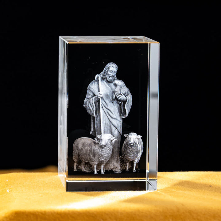 Christianartworkshop Mehrfarbig gravierte heilige Kristallfigur für Schreibtischdekoration und Andachtsdekoration - Der gute Hirte - 5x5x8cm - image 23