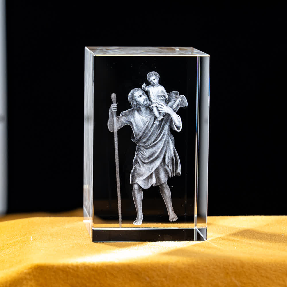 Christianartworkshop Mehrfarbig gravierte heilige Kristallfigur für Schreibtischdekoration und Andachtsdekoration - Der heilige Christophorus - 5x5x8cm - image 30