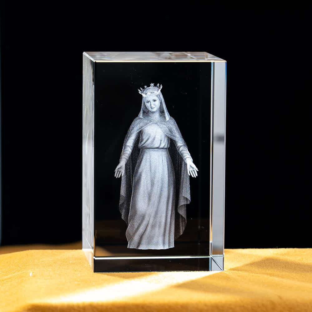 Christianartworkshop Mehrfarbig gravierte heilige Kristallfigur für Schreibtischdekoration und Andachtsdekoration - Gekrönte Jungfrau Maria - 5x5x8cm - image 33
