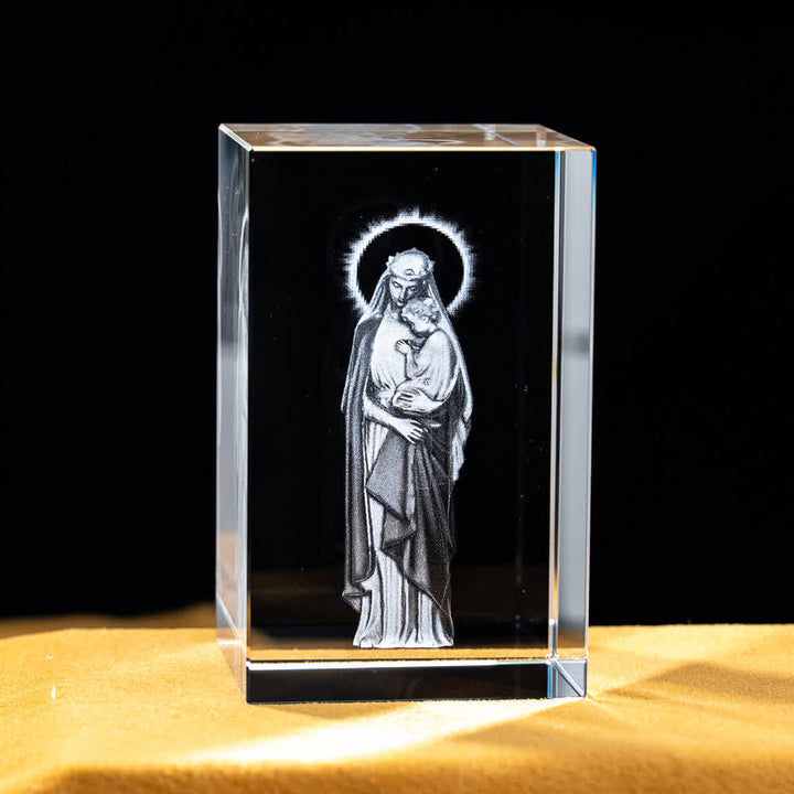 Christianartworkshop Mehrfarbig gravierte heilige Kristallfigur für Schreibtischdekoration und Andachtsdekoration - Jungfrau Maria und Kind - 5x5x8cm - image 28